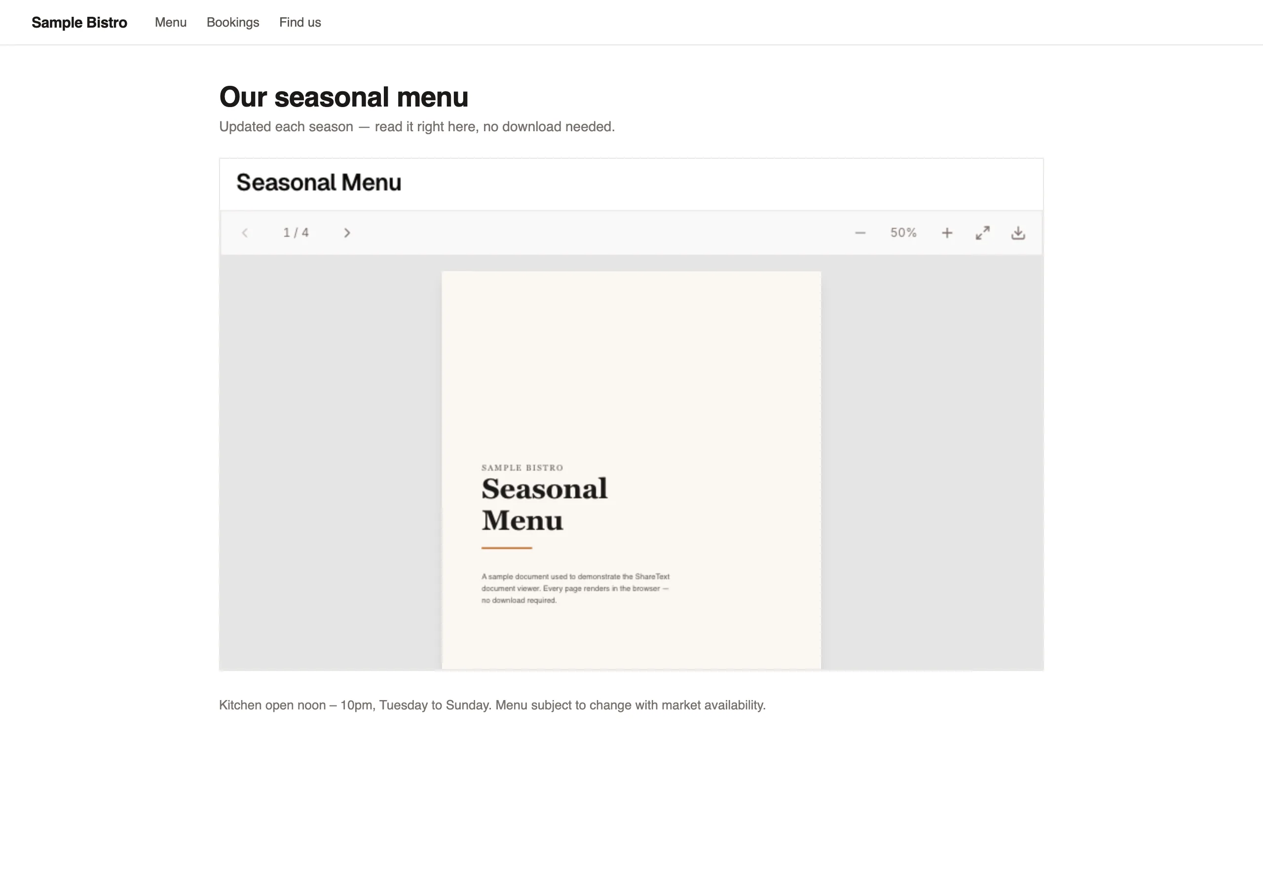 Screenshot — PDF embedded on a website