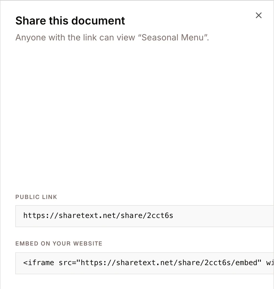 Screenshot — embed snippet